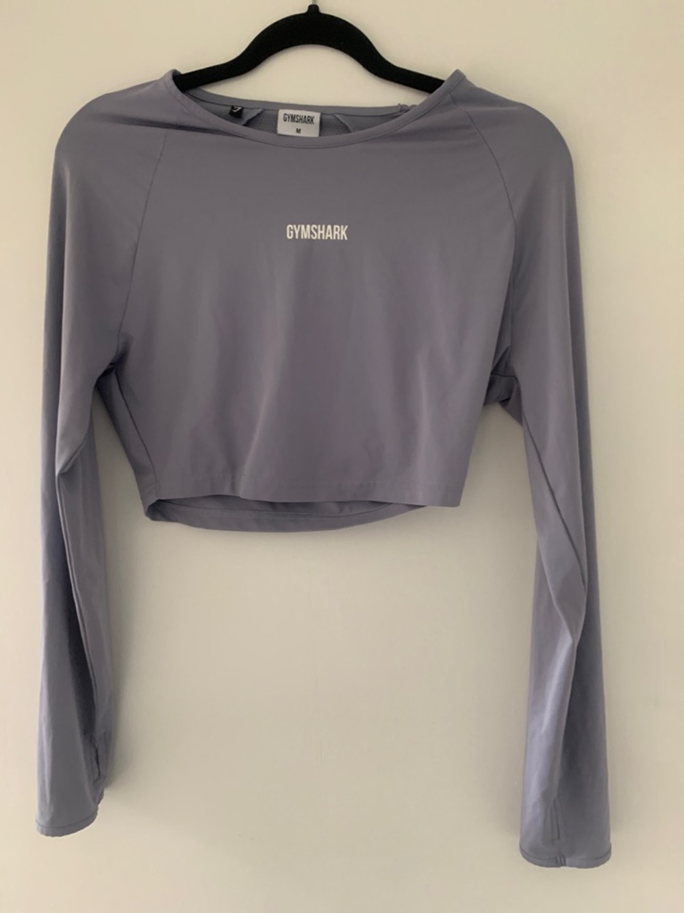 Gymshark lilac cropped long sleeve athletic thumb hole top